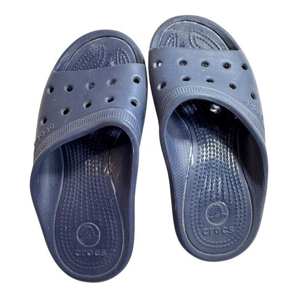 Crocs Baya Slide Sandal Mens 6 Womens 8 Solid Black Lightweight Water Friendly - Picture 10 of 10